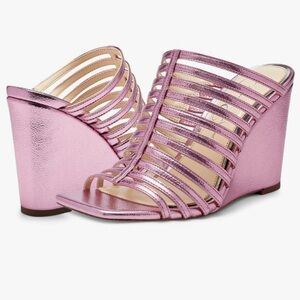 NWOB Jessica Simpson Metallic Pink Wedge Sandals